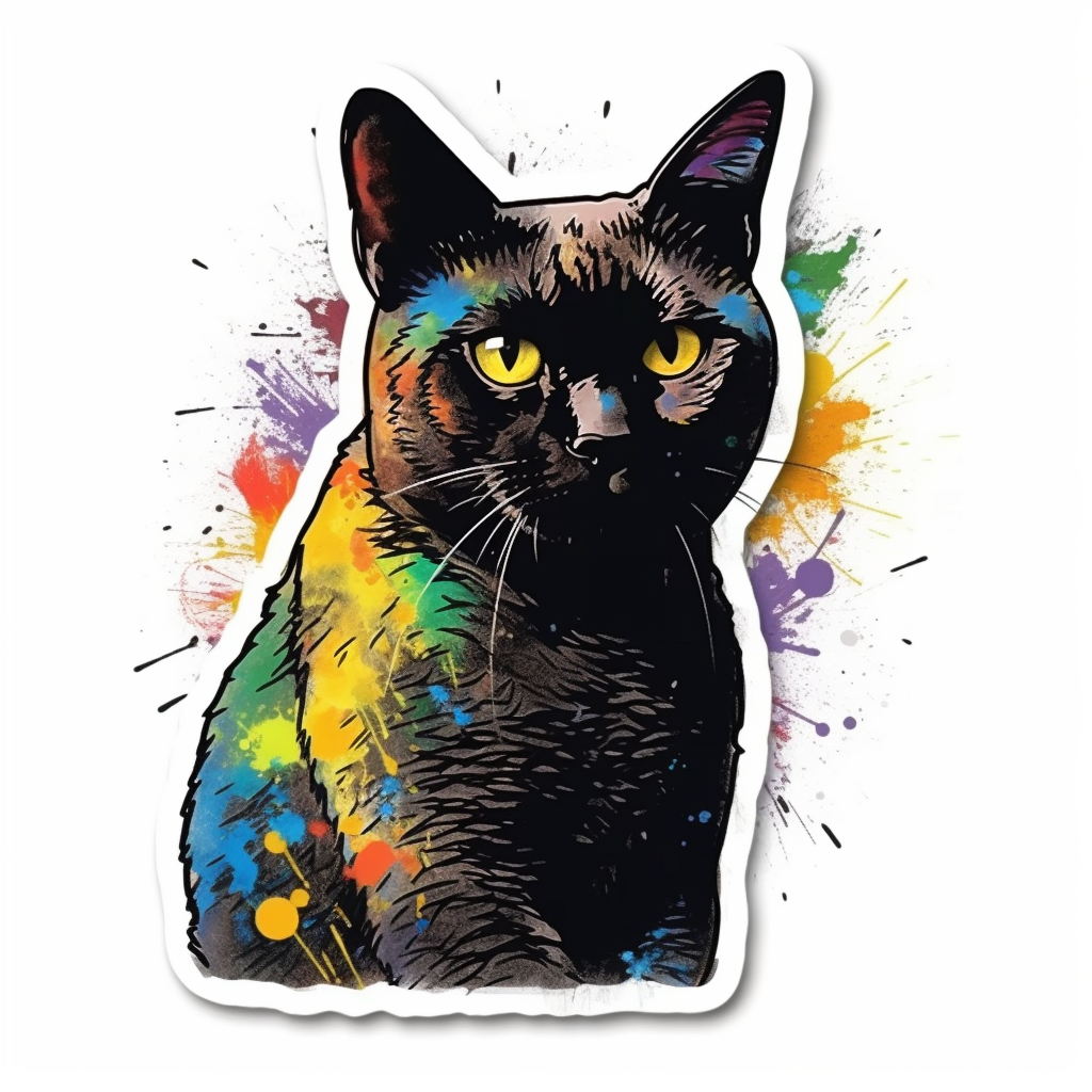 Burmese Cat modern neon graffiti Vinyl Decal Sticker for Car, Laptop, Tumbler and more # F010728