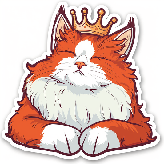 Persian Cat crowned majestic Expressive surreal Vinyl Decal Sticker for Car, Laptop, Tumbler and more # F016163