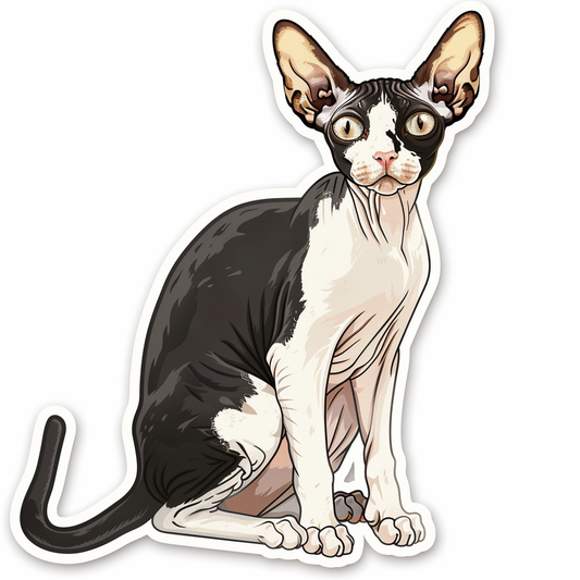 Adorable Cornish Rex Cat Expressive surreal Vinyl Decal Sticker for Car, Laptop, Tumbler and more # F021397-4" x 4"