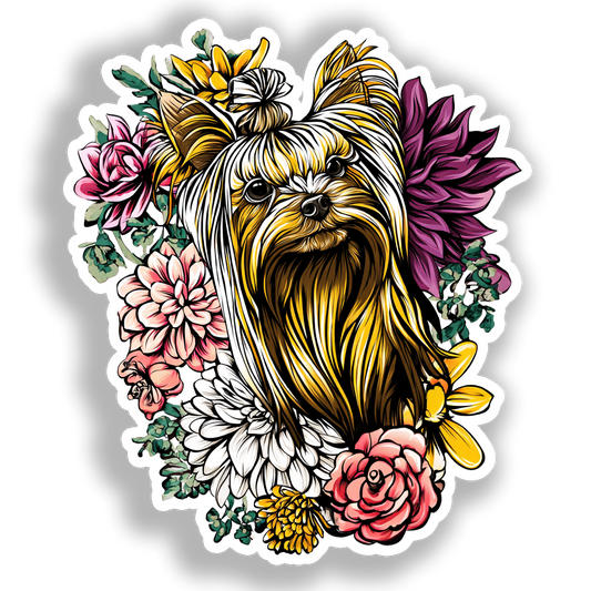 Yorkshire Terrier Dog Vinyl Decal Sticker for Car, Laptop, Tumbler and more # A017111-4" x 4"