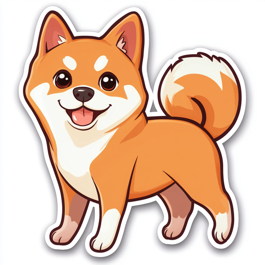 Shiba Inu sticker cartoon style Expressive surreal Vinyl Decal Sticker for Car, Laptop, Tumbler and more # F025807