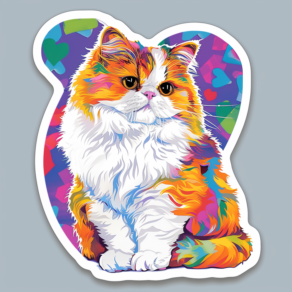Sticker of a Persian Cat heartcore catlamellar Expressive surreal Vinyl Decal Sticker for Car, Laptop, Tumbler and more # F016435