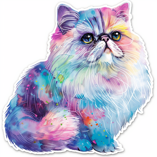 Sticker of a Persian Cat majestic Expressive surreal Vinyl Decal Sticker for Car, Laptop, Tumbler and more # F016305