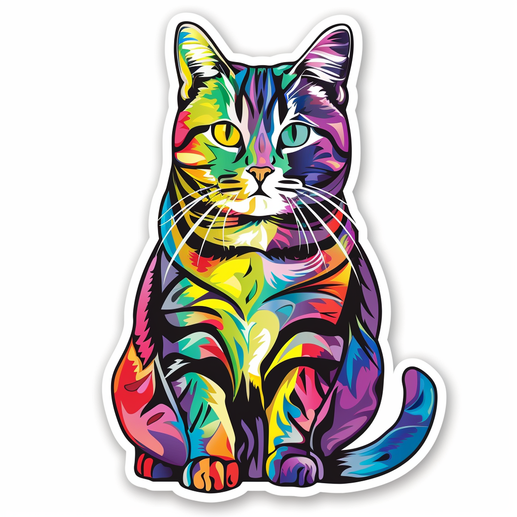 American Shorthair Cat majestic Expressive surreal Vinyl Decal Sticker for Car, Laptop, Tumbler and more # F019880-4" x 4"