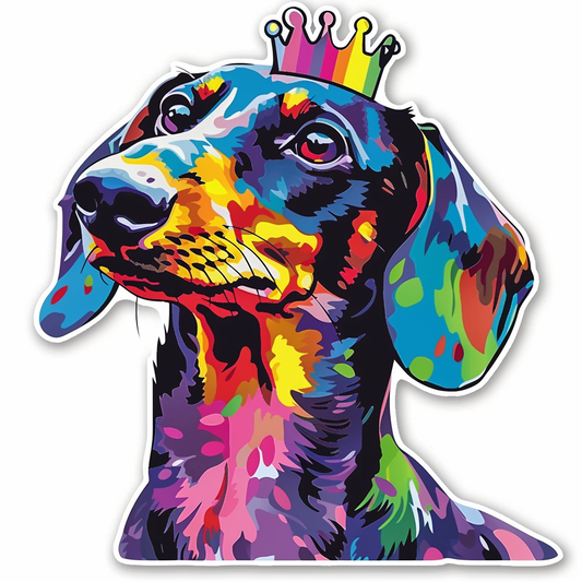 Dachshund Dog crowned Vinyl Decal Sticker for Car, Laptop, Tumbler and more # F013163