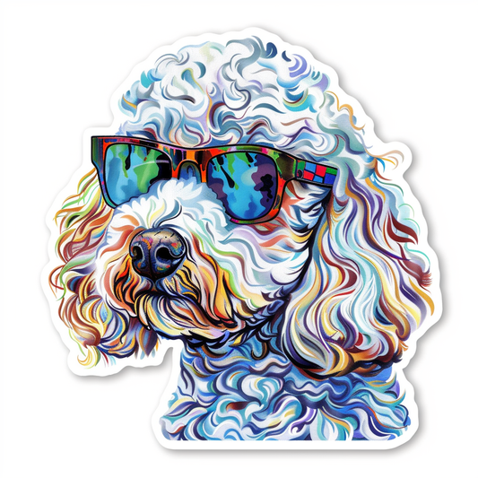 Poodle Dog wearing sunglasses Vinyl Decal Sticker for Car, Laptop, Tumbler and more # F012645