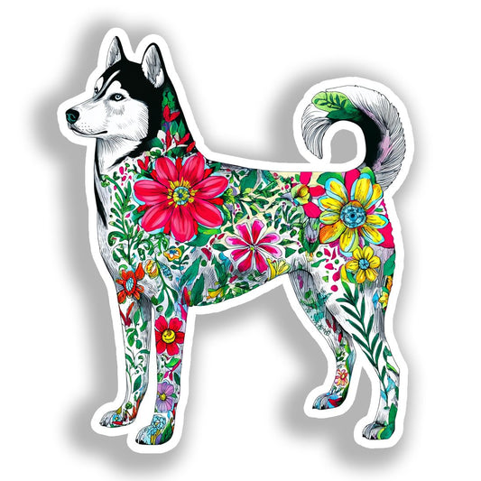 Siberian Husky Dog Vinyl Decal Sticker for Car, Laptop, Tumbler and more # A019159-4" x 4"