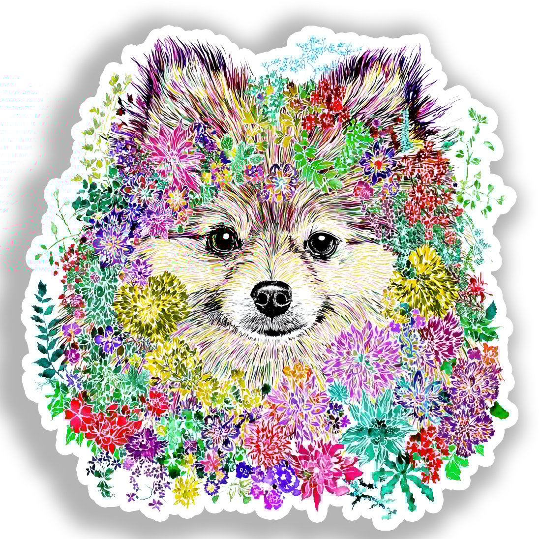Pomeranian Dog Vinyl Decal Sticker for Car, Laptop, Tumbler and more # A017419-4" x 4"