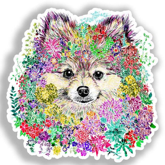 Pomeranian Dog Vinyl Decal Sticker for Car, Laptop, Tumbler and more # A017419-4" x 4"