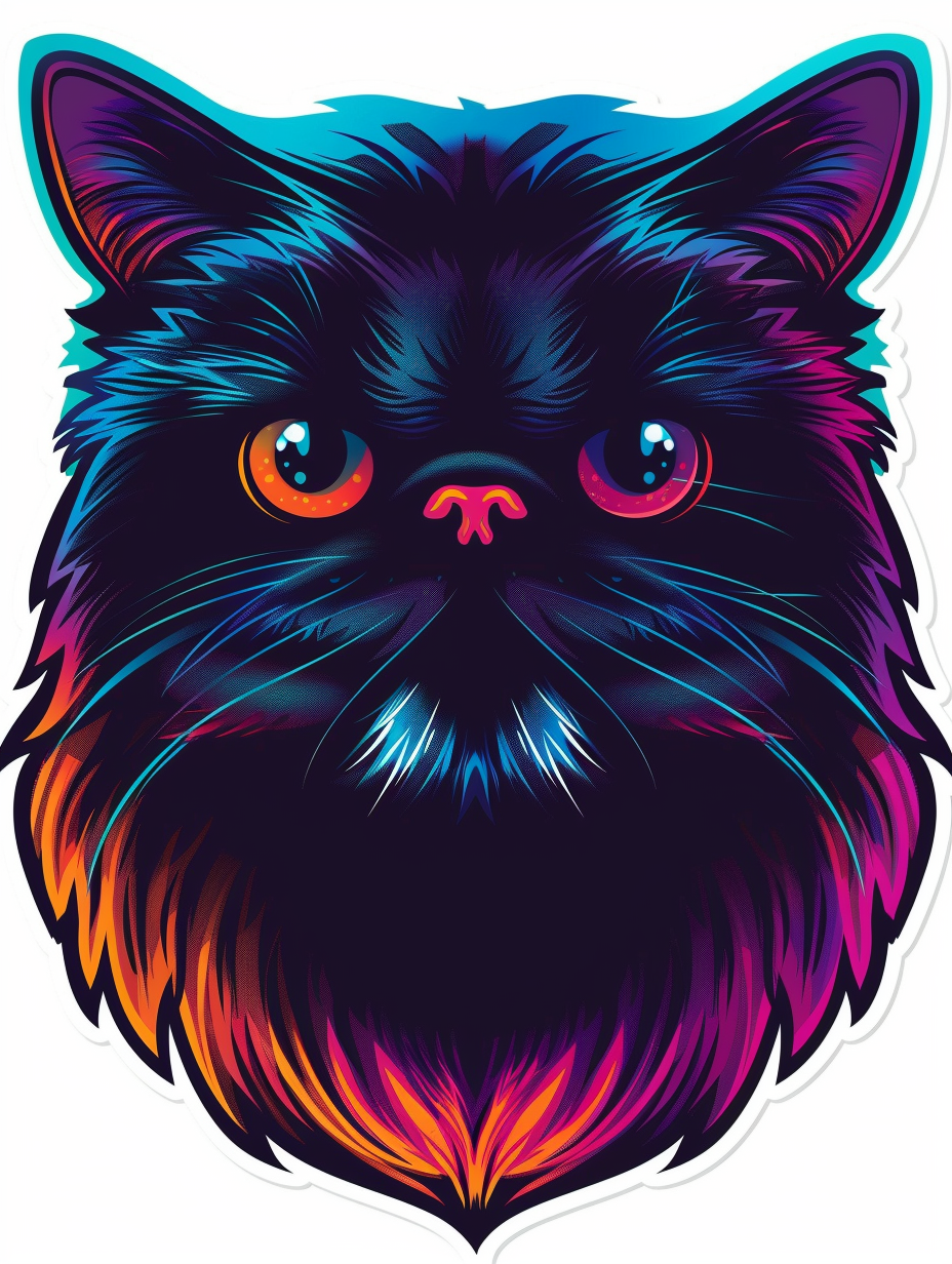 Persian Cat Expressive surreal Vinyl Decal Sticker for Car, Laptop, Tumbler and more # F016485