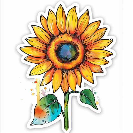 Sunflower flower majestic Expressive surreal Vinyl Decal Sticker for Car, Laptop, Tumbler and more # F023003