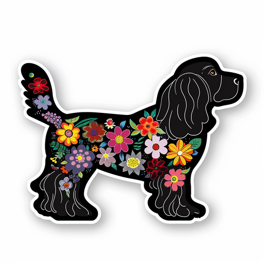 Cocker Spaniel Dog floral majestic Expressive surreal Vinyl Decal Sticker for Car, Laptop, Tumbler and more # F020089-4" x 4"