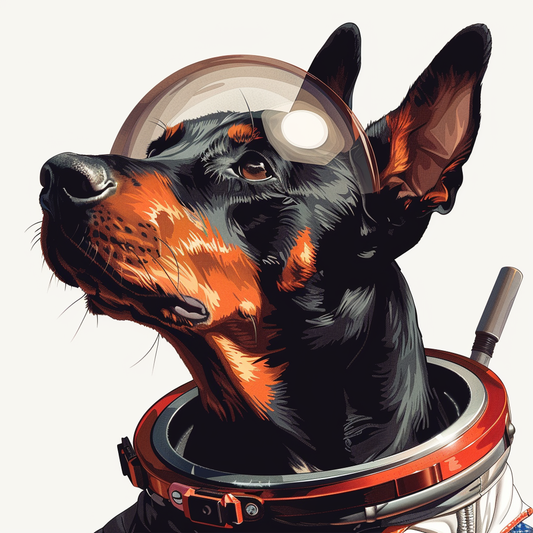 Sticker of a Cute and Adorable Doberman Pinscher Expressive surreal Vinyl Decal Sticker for Car, Laptop, Tumbler and more # F019279