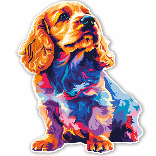 Cocker Spaniel Dog majestic Expressive surreal Vinyl Decal Sticker for Car, Laptop, Tumbler and more # F020354-4" x 4"