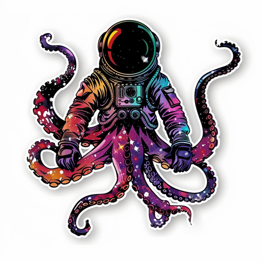 Sticker of an Octopus astronaut majestic Expressive surreal Vinyl Decal Sticker for Car, Laptop, Tumbler and more # F015424