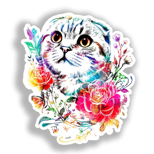 Scottish Fold Cat Vinyl Decal Sticker for Car, Laptop, Tumbler and more # A019179-4" x 4"
