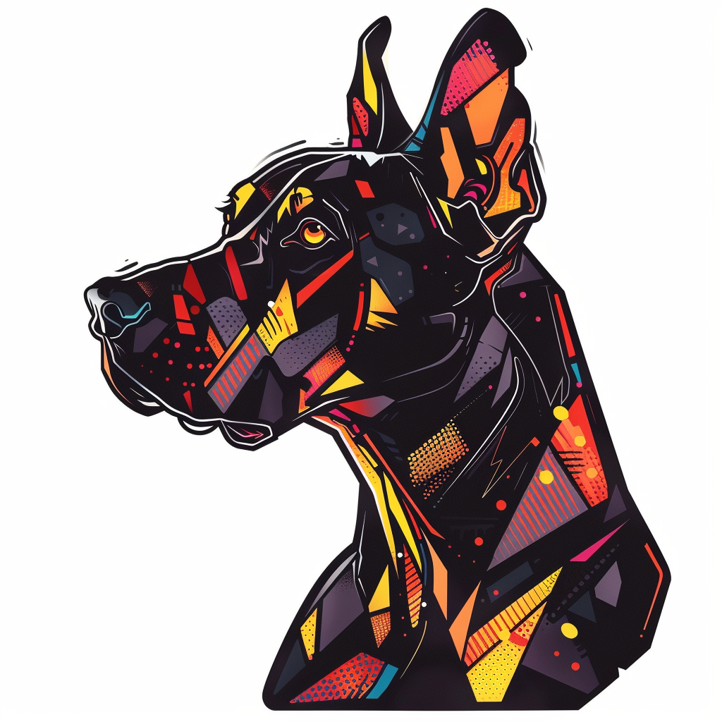 Great Dane Dog cyber punk majestic Expressive surreal Vinyl Decal Sticker for Car, Laptop, Tumbler and more # F017915