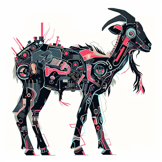 Goat cyber punk majestic Expressive surreal Vinyl Decal Sticker for Car, Laptop, Tumbler and more # F020613-4" x 4"