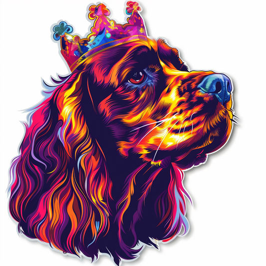 Cocker Spaniel Dog crowned majestic Expressive surreal Vinyl Decal Sticker for Car, Laptop, Tumbler and more # F020259-4" x 4"