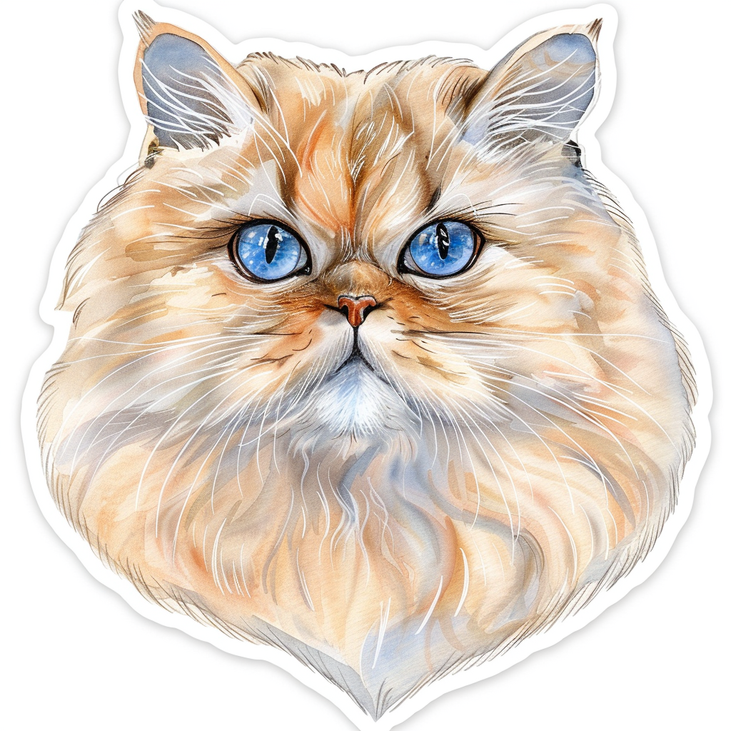 Sticker of a Persian Cat Expressive surreal Vinyl Decal Sticker for Car, Laptop, Tumbler and more # F016310