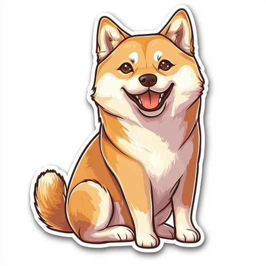 Shiba Inu sticker cartoon style Expressive surreal Vinyl Decal Sticker for Car, Laptop, Tumbler and more # F025814