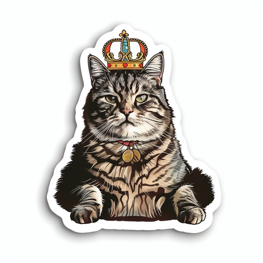 American Shorthair Cat crowned majestic Expressive surreal Vinyl Decal Sticker for Car, Laptop, Tumbler and more # F019834-4" x 4"