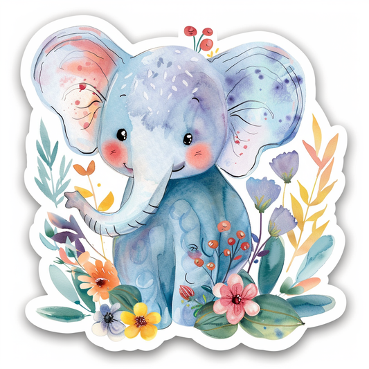 Elephant Expressive surreal Vinyl Decal Sticker for Car, Laptop, Tumbler and more # F022301-4" x 4"