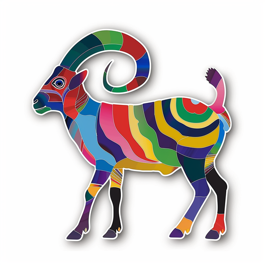 Goat majestic Expressive surreal Vinyl Decal Sticker for Car, Laptop, Tumbler and more # F020666-4" x 4"