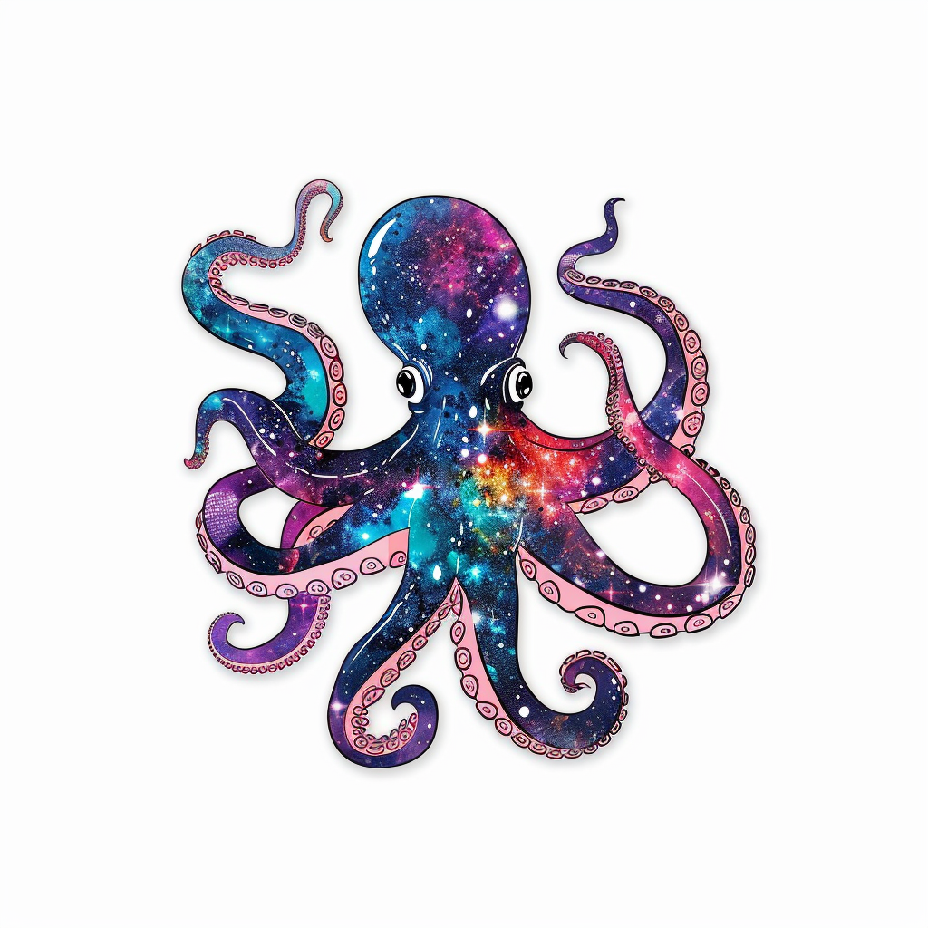 Sticker of a Octopus galaxy majestic Expressive surreal Vinyl Decal Sticker for Car, Laptop, Tumbler and more # F015631