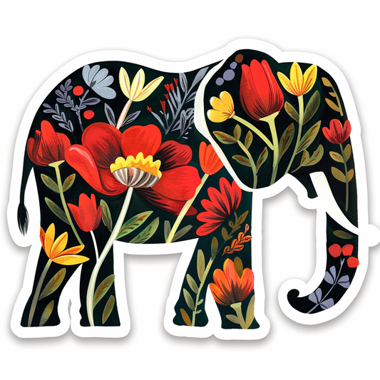 Elephant Expressive surreal Vinyl Decal Sticker for Car, Laptop, Tumbler and more # F022271-4" x 4"
