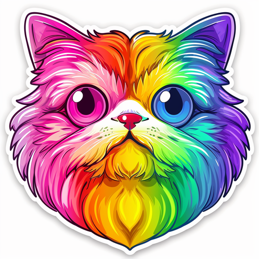 Sticker of a Persian Cat heartcore cat Expressive surreal Vinyl Decal Sticker for Car, Laptop, Tumbler and more # F016433