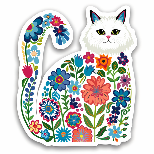 Adorable Turkish Angora Cat  Vinyl Decal Sticker for Car, Laptop, Tumbler and more # F020844-4" x 4"
