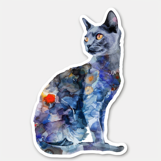 Russian Blue cat Vinyl Decal Sticker for Car, Laptop, Tumbler and more # F08034