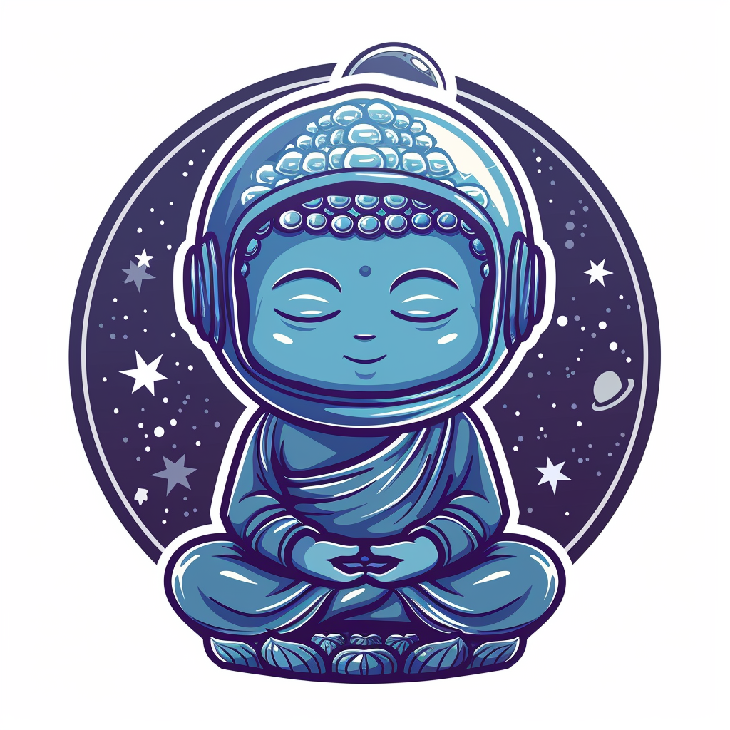 Sticker of a Cute and Adorable Buddha full body space suit Expressive surreal Vinyl Decal Sticker for Car, Laptop, Tumbler and more # F017188