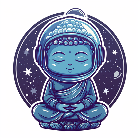 Sticker of a Cute and Adorable Buddha full body space suit Expressive surreal Vinyl Decal Sticker for Car, Laptop, Tumbler and more # F017188