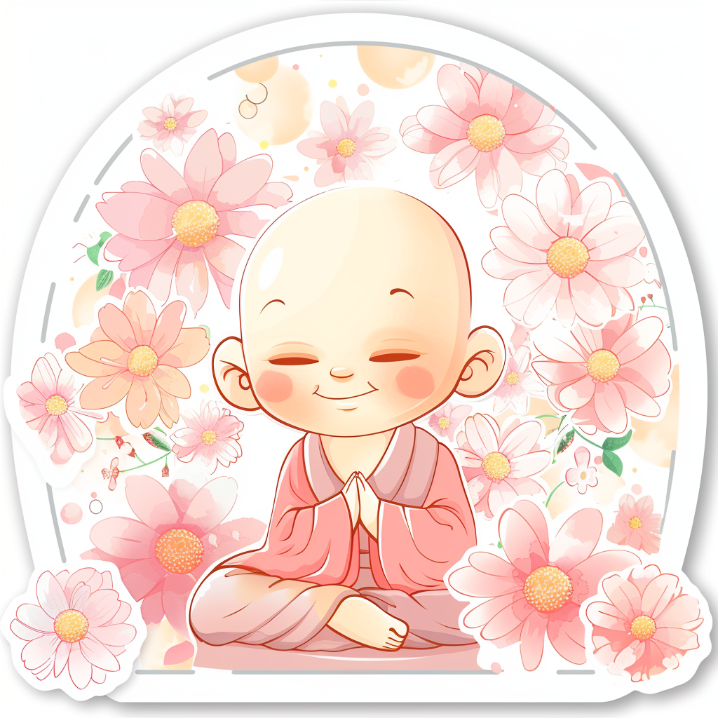 Sticker of an Adorable Buddha Expressive surreal Vinyl Decal Sticker for Car, Laptop, Tumbler and more # F017178