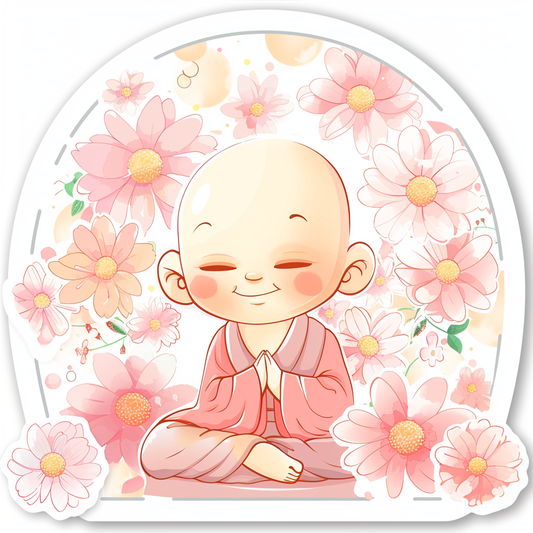 Sticker of an Adorable Buddha Expressive surreal Vinyl Decal Sticker for Car, Laptop, Tumbler and more # F017178