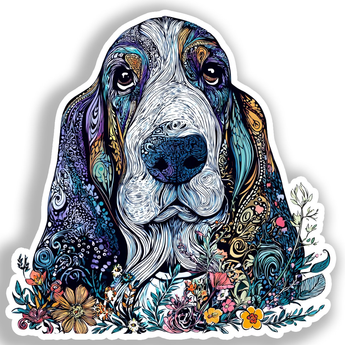 Basset Hound Dog Vinyl Decal Sticker for Car, Laptop, Tumbler and more # A018662-4" x 4"
