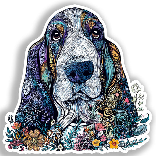 Basset Hound Dog Vinyl Decal Sticker for Car, Laptop, Tumbler and more # A018662-4" x 4"