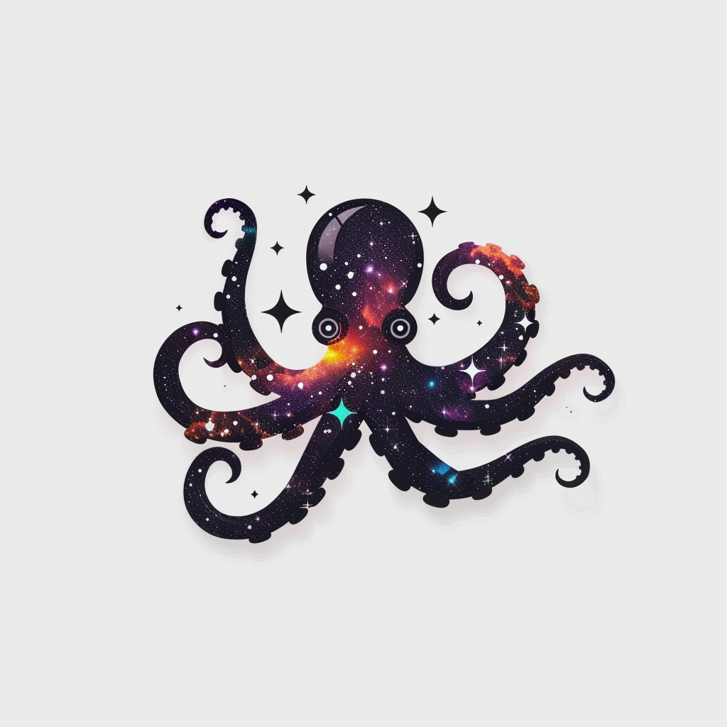 Sticker of a Octopus galaxy majestic Expressive surreal Vinyl Decal Sticker for Car, Laptop, Tumbler and more # F015681