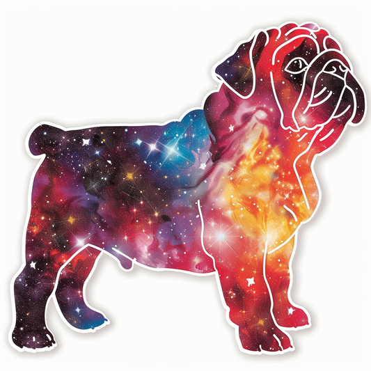 Bulldog Dog galaxy majestic Expressive surreal Vinyl Decal Sticker for Car, Laptop, Tumbler and more # F017487