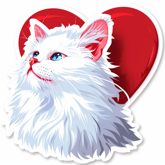 Adorable Turkish Angora Cat  Vinyl Decal Sticker for Car, Laptop, Tumbler and more # F020960-4" x 4"