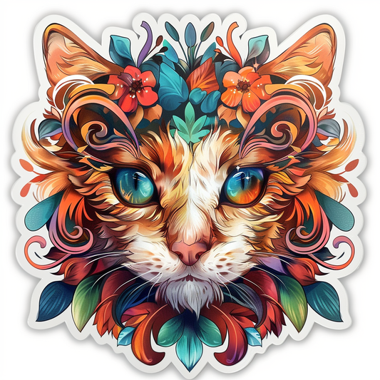Adorable Turkish Angora Cat  Vinyl Decal Sticker for Car, Laptop, Tumbler and more # F020925-4" x 4"