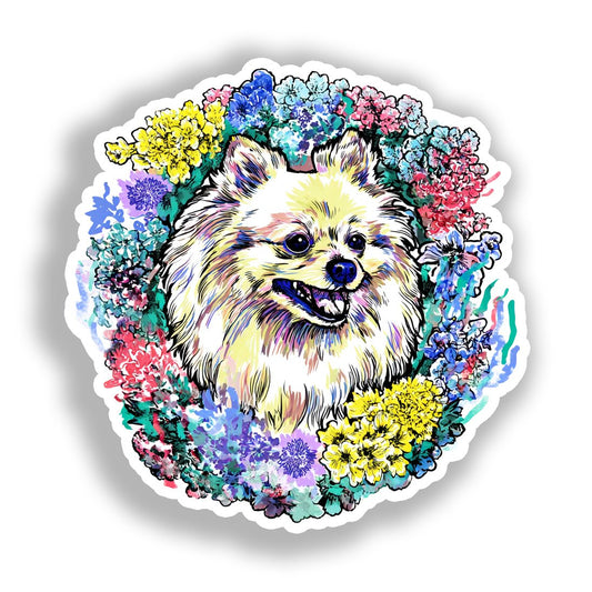 Pomeranian Dog Vinyl Decal Sticker for Car, Laptop, Tumbler and more # A017307-4" x 4"