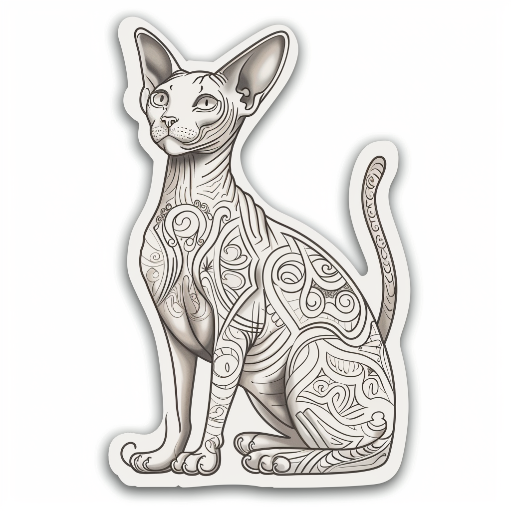 Sphynx Cat Vinyl Decal Sticker for Car, Laptop, Tumbler and more # F010074