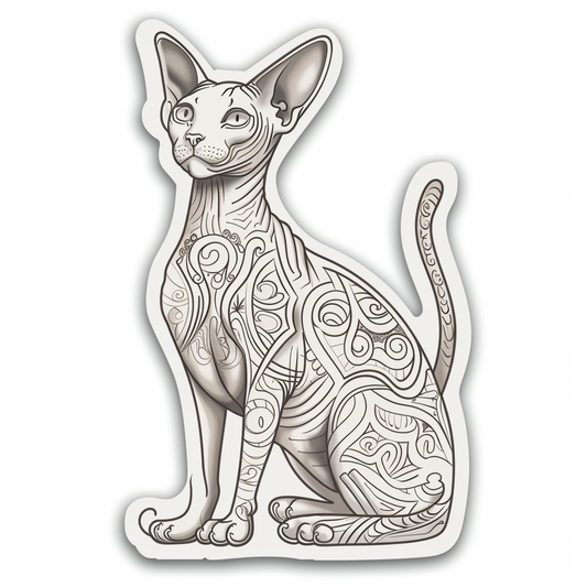 Sphynx Cat Vinyl Decal Sticker for Car, Laptop, Tumbler and more # F010074