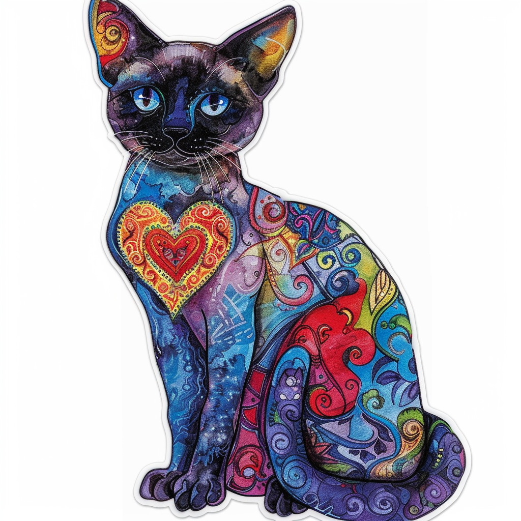 Burmese Cat heartcore Vinyl Decal Sticker for Car, Laptop, Tumbler and more # F010984