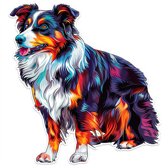 Border Collie Dog majestic Expressive surreal Vinyl Decal Sticker for Car, Laptop, Tumbler and more # F021705-4" x 4"