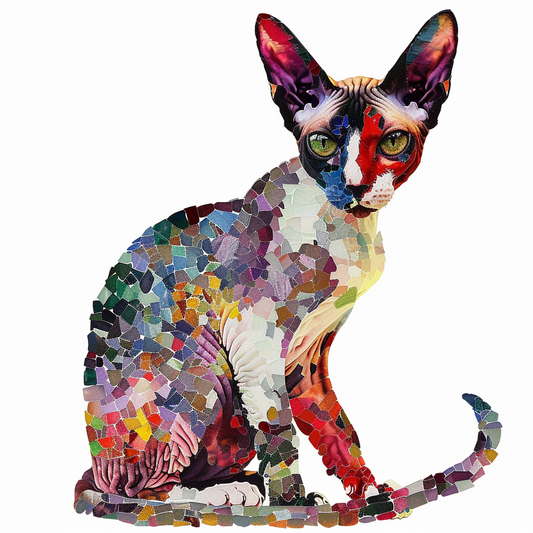 Adorable Cornish Rex Cat Expressive surreal Vinyl Decal Sticker for Car, Laptop, Tumbler and more # F021380-4" x 4"