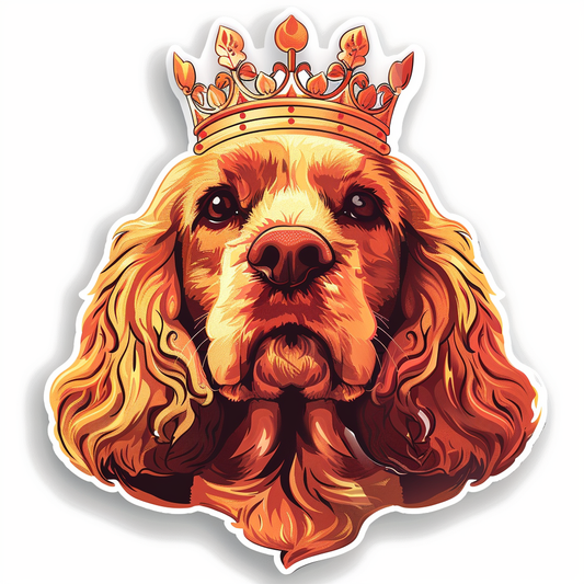 Cocker Spaniel Dog crowned majestic Expressive surreal Vinyl Decal Sticker for Car, Laptop, Tumbler and more # F020223-4" x 4"